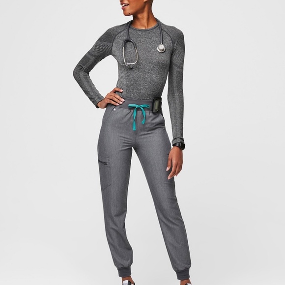 Women's Figs High Waisted Zamora Jogger Scrub Pant in Hydrogen Green - Picture 5 of 12